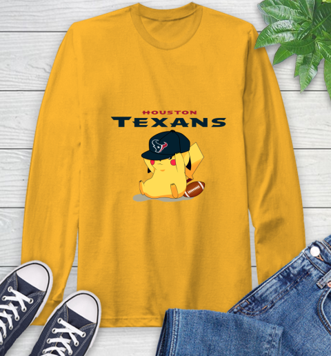 NFL Pikachu Football Sports Houston Texans Long Sleeve T-Shirt 3