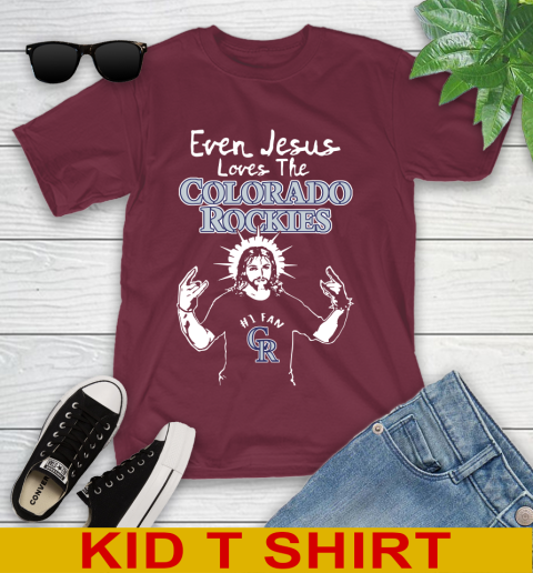 Colorado Rockies MLB Baseball Even Jesus Loves The Rockies Shirt Youth T-Shirt 5