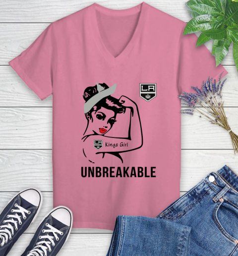 NHL Los Angeles Kings Girl Unbreakable Hockey Sports Women's V-Neck T-Shirt 8
