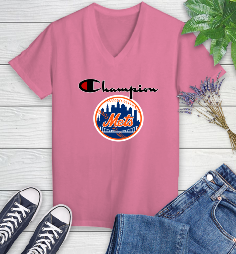 MLB Baseball New York Mets Champion Shirt Women's V-Neck T-Shirt 9