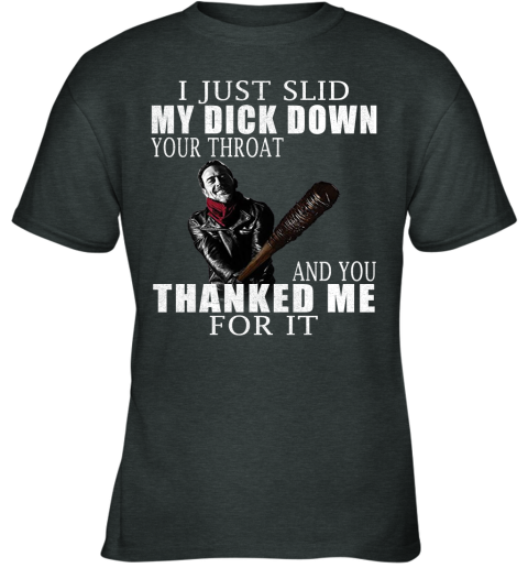 bwaw i just slid my dick down your throat the walking dead shirts youth t shirt 26 front dark heather