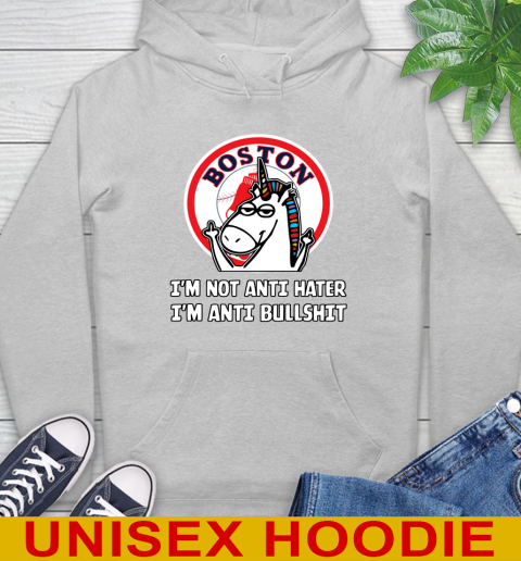 Boston Red Sox MLB Baseball Unicorn I'm Not Anti Hater I'm Anti Bullshit Hoodie 6