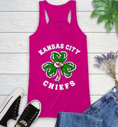 NFL Kansas City Chiefs Three Leaf Clover St Patrick's Day Football Sports Racerback Tank 7