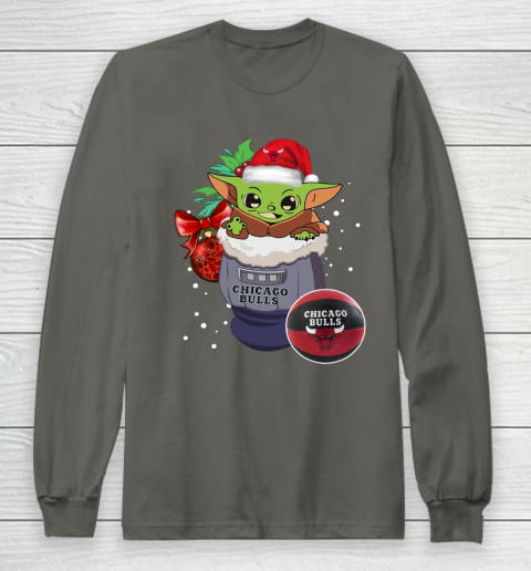 Chicago Bulls Christmas Baby Yoda Star Wars Funny Happy NBA Long Sleeve T-Shirt 8