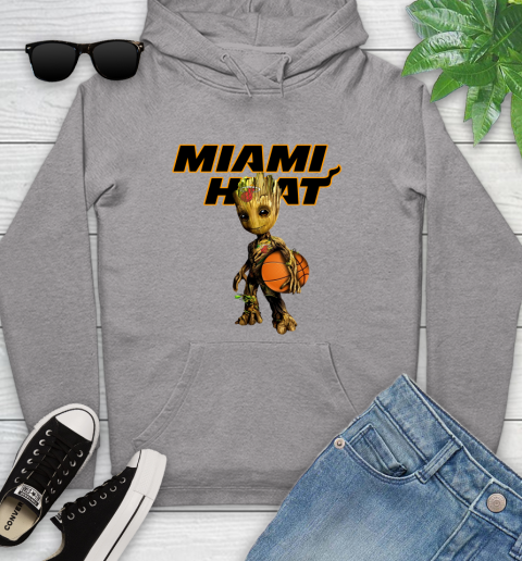 Miami Heat NBA Basketball Groot Marvel Guardians Of The Galaxy Youth Hoodie 6