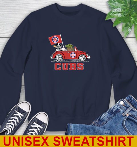 MLB Baseball Chicago Cubs Darth Vader Baby Yoda Driving Star Wars Shirt Sweatshirt - Image 4