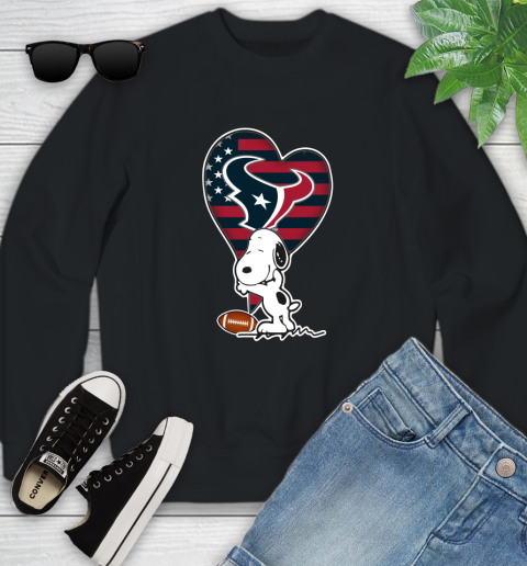 Houston Texans NFL Football The Peanuts Movie Adorable Snoopy Youth Sweatshirt 2