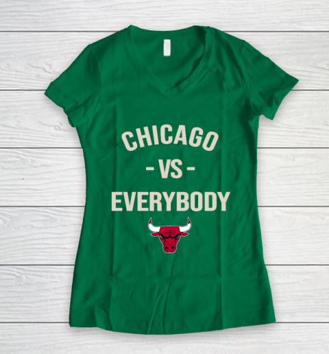 Chicago Bulls Vs Everybody Women's V-Neck T-Shirt 3