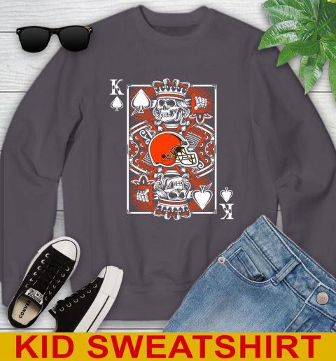 Cleveland Browns NFL Football The King Of Spades Death Cards Shirt Youth Sweatshirt 5