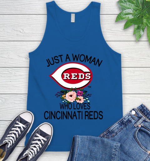 MLB Just A Woman Who Loves Cincinnati Reds Baseball Sports Tank Top 3