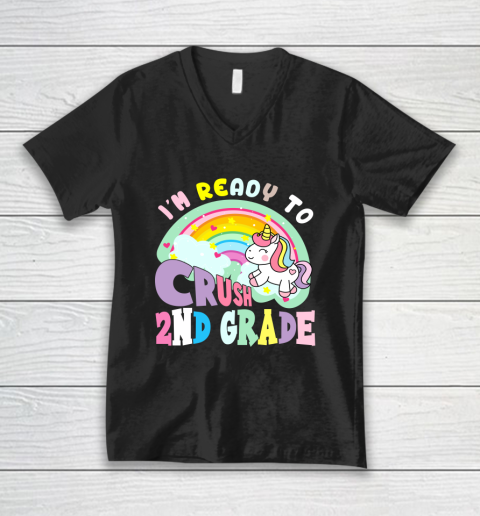 Back to school shirt ready to crush 2nd grade unicorn V-Neck T-Shirt
