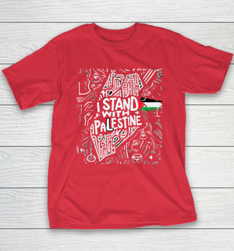 I Stand With Palestine Quote Free Palestine Youth T-Shirt 7