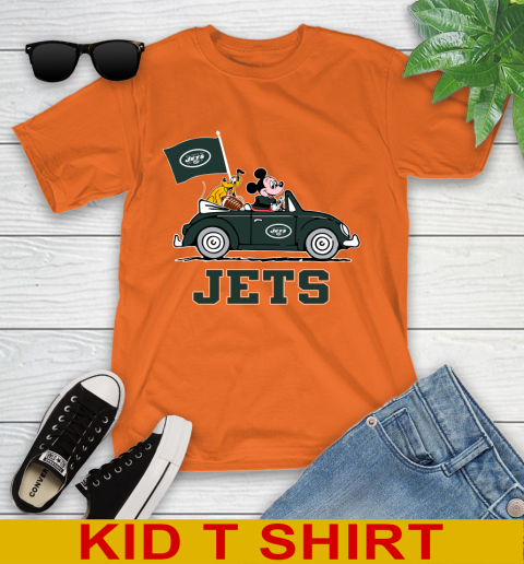 NFL Football New York Jets Pluto Mickey Driving Disney Shirt Youth T-Shirt 7