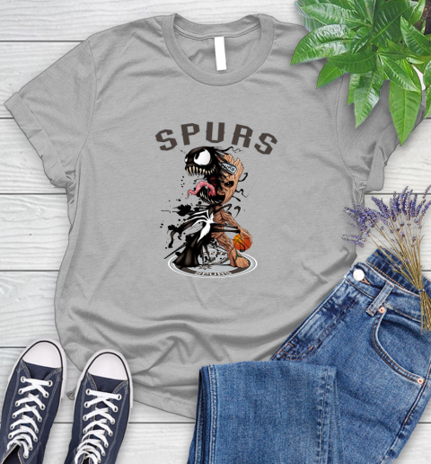 NBA San Antonio Spurs Basketball Venom Groot Guardians Of The Galaxy Women's T-Shirt 5