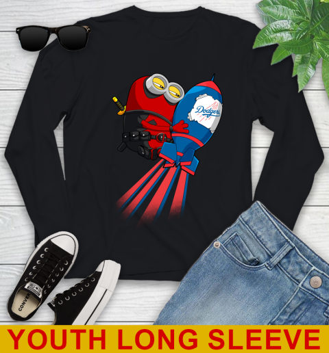 MLB Baseball Los Angeles Dodgers Deadpool Minion Marvel Shirt Youth Long Sleeve