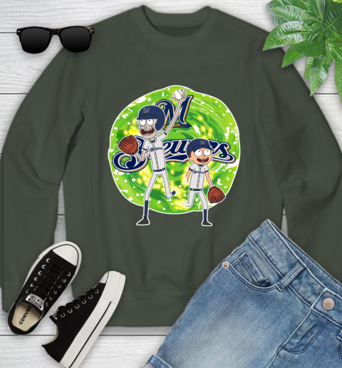 MLB Milwaukee Brewers Rick And Morty Baseball Sports Youth Sweatshirt 10