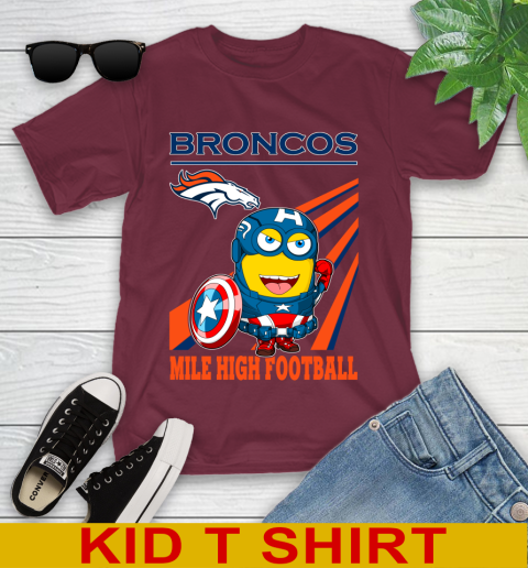 NFL Football Denver Broncos Captain America Marvel Avengers Minion Shirt Youth T-Shirt 5