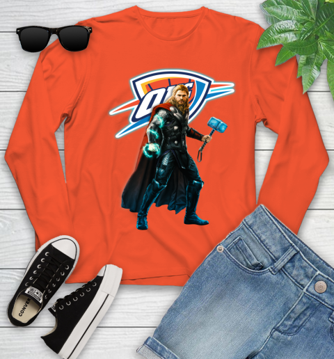 NBA Thor Avengers Endgame Basketball Oklahoma City Thunder Youth Long Sleeve 4