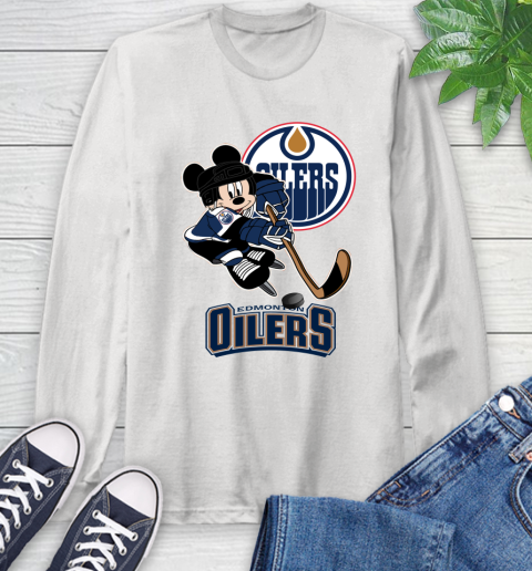 NHL Edmonton Oilers Mickey Mouse Disney Hockey T Shirt Long Sleeve T-Shirt