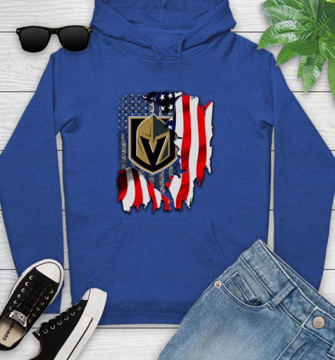 Vegas Golden Knights NHL Hockey American Flag Youth Hoodie 11