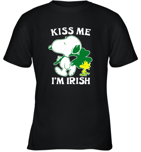 Snoopy And Woodstock Kiss Me I'm Irish St. Patrick's Day Youth T-Shirt