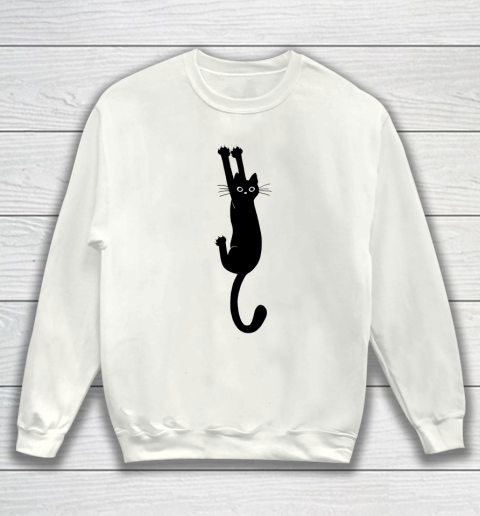 Black Cat Holding On Funny Shirt Sweatshirt