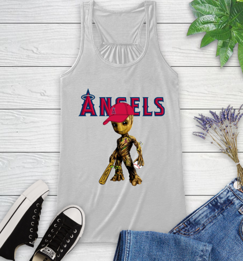 MLB Los Angeles Angels Groot Guardians Of The Galaxy Baseball Racerback Tank