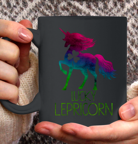 St Paddys Day Unicorn Lepricorn Shamrock Leprechaun Rainbow Ceramic Mug 11oz