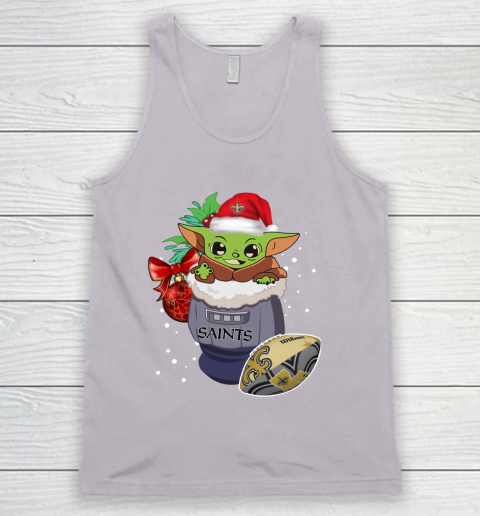 New Orleans Saints Christmas Baby Yoda Star Wars Funny Happy NFL Tank Top 4