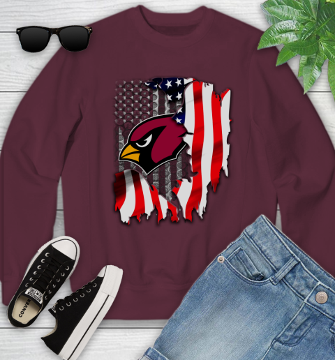 Arizona Cardinals NFL Football American Flag Youth Sweatshirt 4