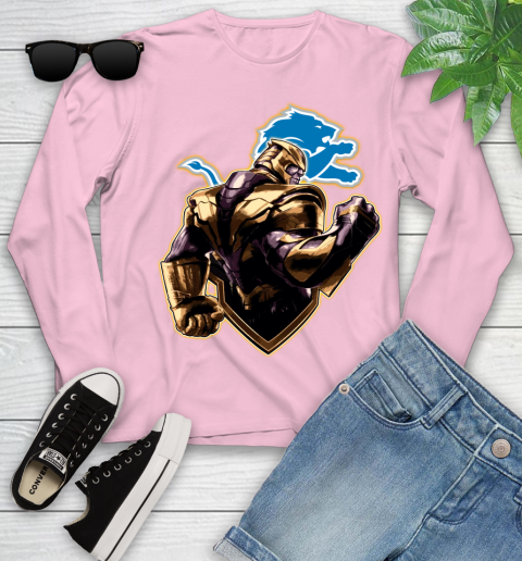 NFL Thanos Avengers Endgame Football Sports Detroit Lions Youth Long Sleeve 10