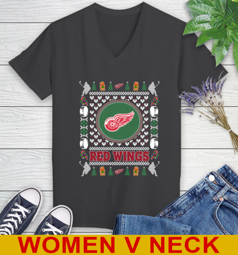 Detroit Red Wings Merry Christmas NHL Hockey Loyal Fan Women's V-Neck T-Shirt 8