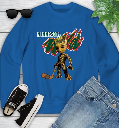 Minnesota Wild NHL Hockey Groot Marvel Guardians Of The Galaxy Youth Sweatshirt 8
