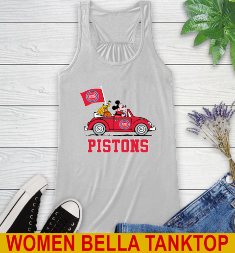 NBA Basketball Detroit Pistons Pluto Mickey Driving Disney Shirt Racerback Tank