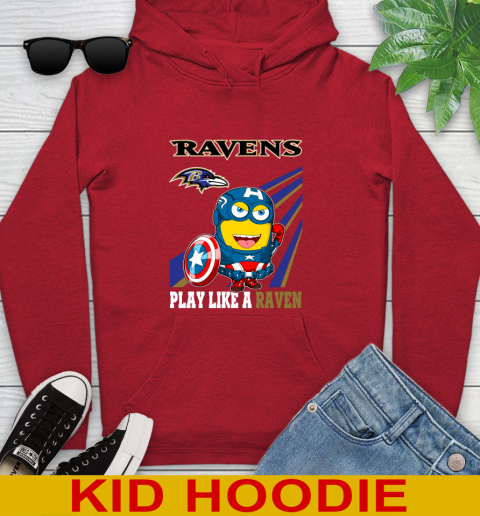 NFL Football Baltimore Ravens Captain America Marvel Avengers Minion Shirt Youth Hoodie 11