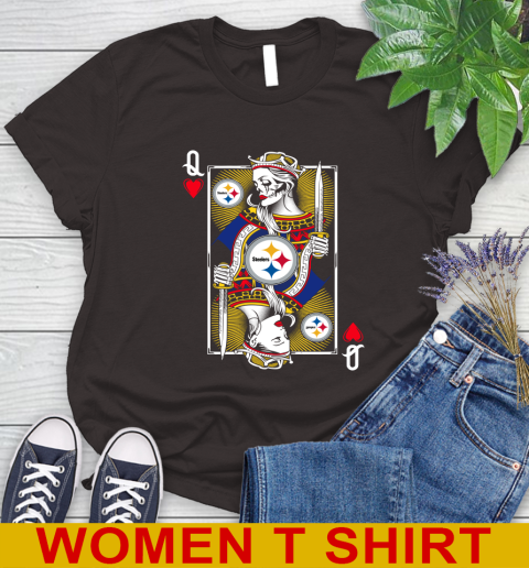 NFL Football Pittsburgh Steelers The Queen Of Hearts Card Shirt Women's T-Shirt 9