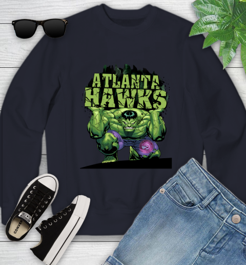 Atlanta Hawks NBA Basketball Incredible Hulk Marvel Avengers Sports Youth Sweatshirt 3