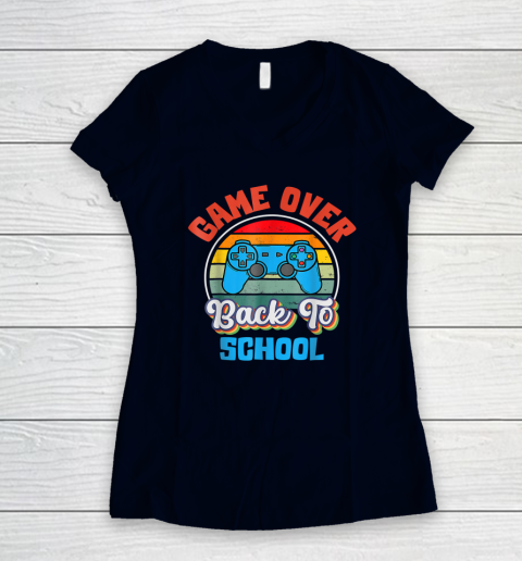 Back to School Funny Game Over Teacher Student Controller Women's V-Neck T-Shirt 2
