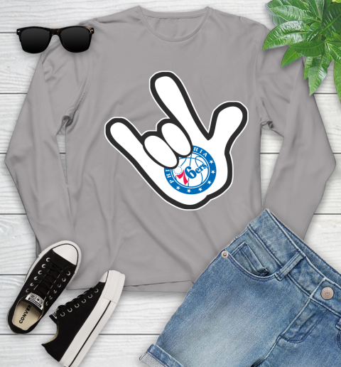 Philadelphia 76ers NBA Basketball Mickey Rock Hand Disney Youth Long Sleeve 5