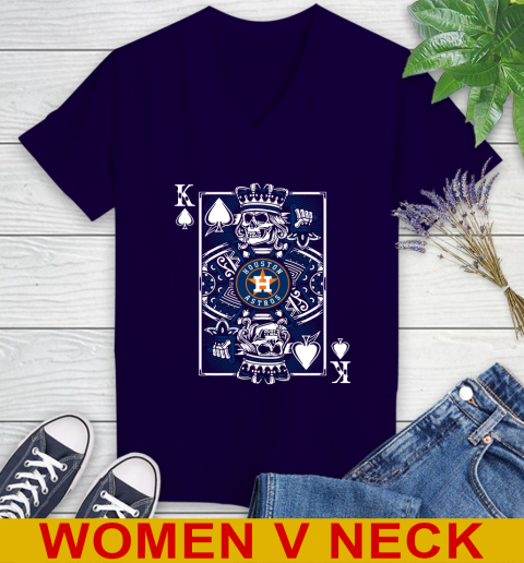 Houston Astros MLB Baseball The King Of Spades Death Cards Shirt Women's V-Neck T-Shirt 3