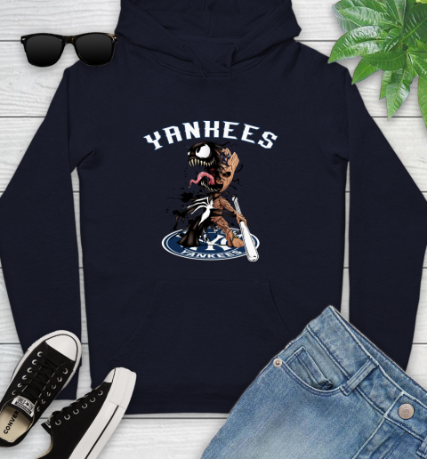 MLB New York Yankees Baseball Venom Groot Guardians Of The Galaxy Youth Hoodie 4