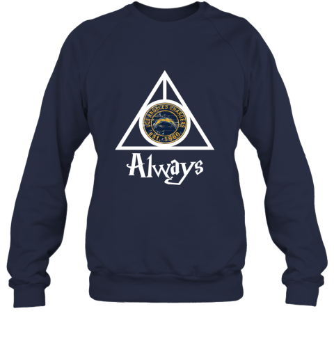 Always Love The Los Angeles Chargers x Harry Potter Mashup NFL oor9 always love the los angeles chargers x harry potte sweatshirt 35 front navy