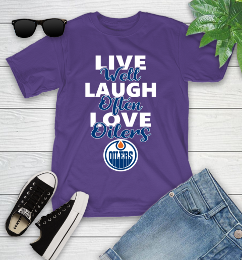 NHL Hockey Edmonton Oilers Live Well Laugh Often Love Shirt Youth T-Shirt 3