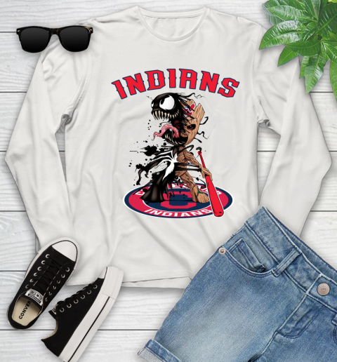 MLB Cleveland Indians Baseball Venom Groot Guardians Of The Galaxy Youth Long Sleeve 12