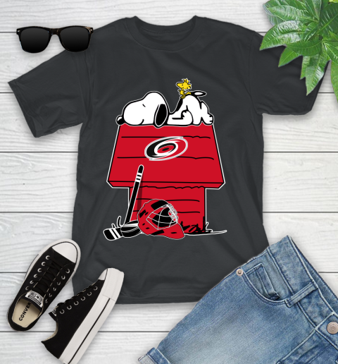 Carolina Hurricanes NHL Hockey Snoopy Woodstock The Peanuts Movie Youth T-Shirt 2
