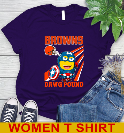 NFL Football Cleveland Browns Captain America Marvel Avengers Minion Shirt Women's T-Shirt 4