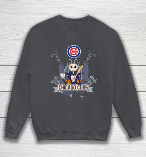 MLB Chicago Cubs Baseball Jack Skellington Halloween Sweatshirt 4