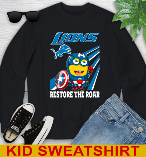 NFL Football Detroit Lions Captain America Marvel Avengers Minion Shirt Youth Sweatshirt