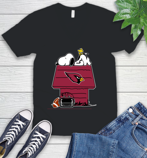 Arizona Cardinals NFL Football Snoopy Woodstock The Peanuts Movie V-Neck T-Shirt 2