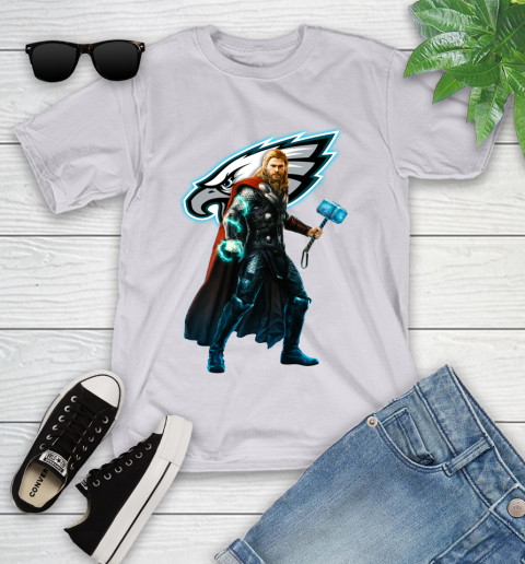 NFL Thor Avengers Endgame Football Philadelphia Eagles Youth T-Shirt 4